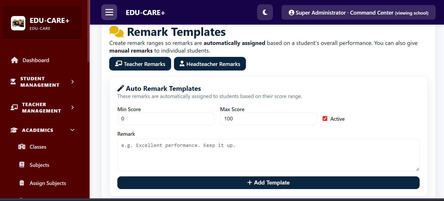 EDU-CARE reports and analytics